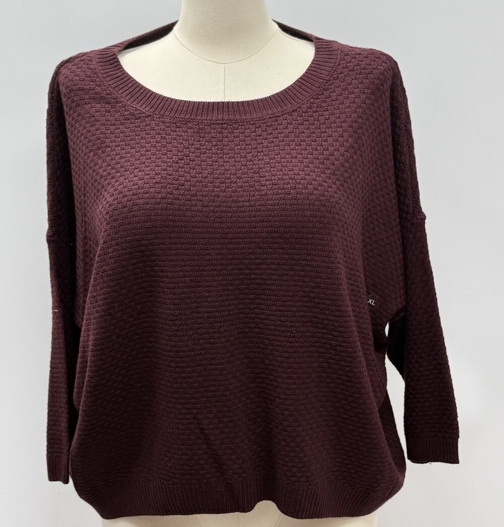 Soho New York & Company Sweater XL Burgundy Open Back Bow Tie Knit Pullover NWOT